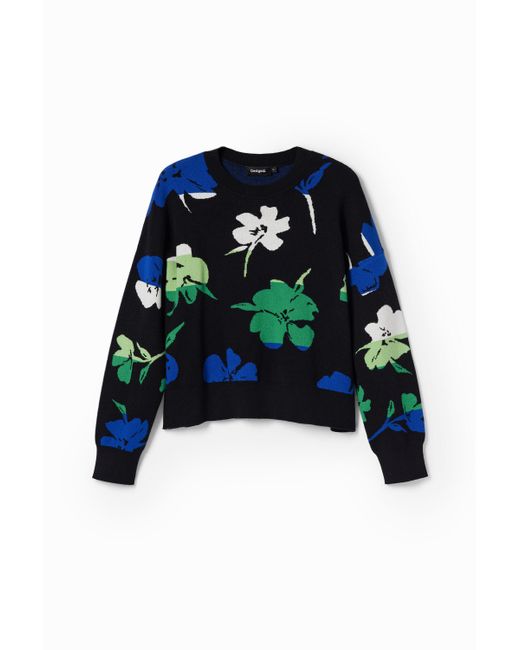 Desigual Blue Oversize-Pullover Blumen