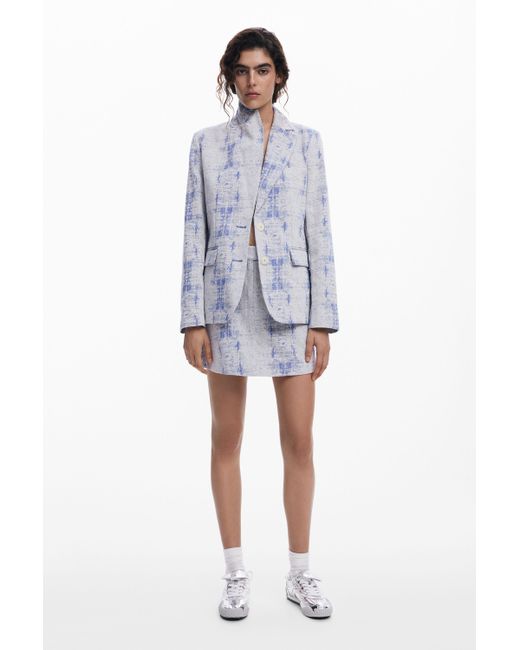 Desigual Blue Textured Blazer