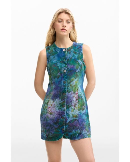 Desigual Blue Denim Garden Dress, Cotton