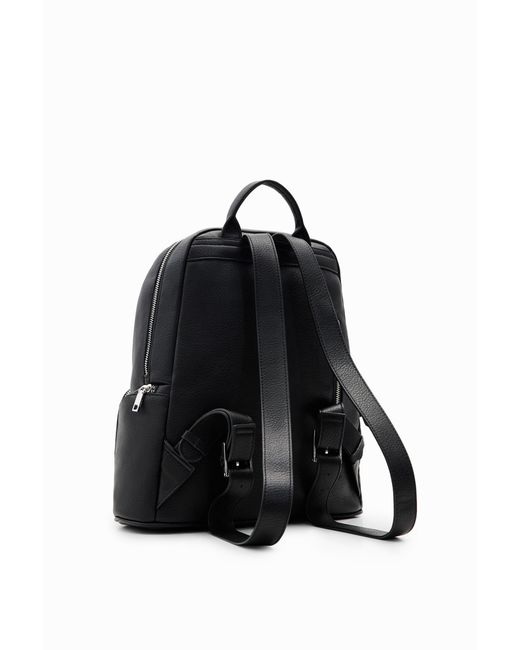 Desigual Black Midsize Half-Logo Backpack, Polyurethane