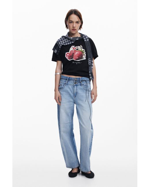 Camiseta Logo Frutas Desigual de color Blue