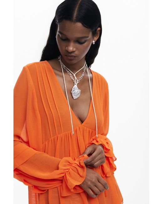 Desigual Orange Layered Blouse