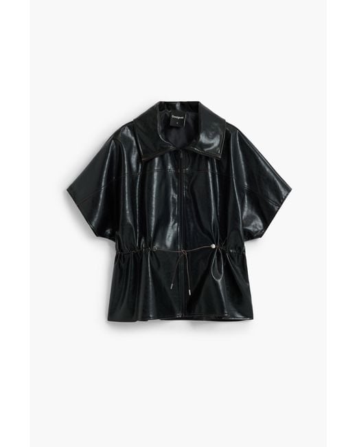 Desigual Black Poncho Leather Effect, Polyurethane