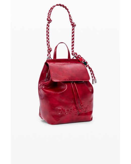 Desigual Red Small Backpack Logo, Polyurethane