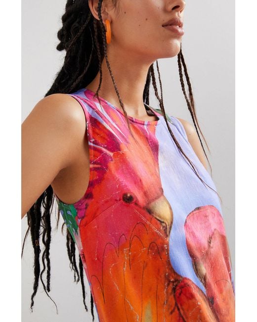 Desigual White Tropical Parrot Pinafore