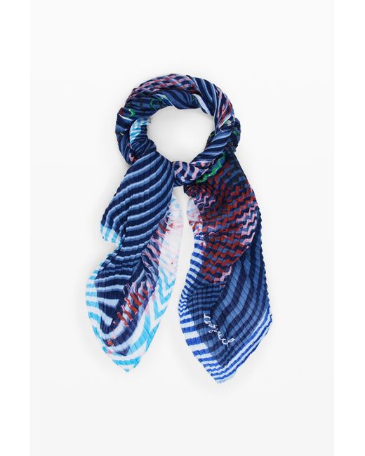 Desigual Rectangular Bluestrip Scarf, Polyester