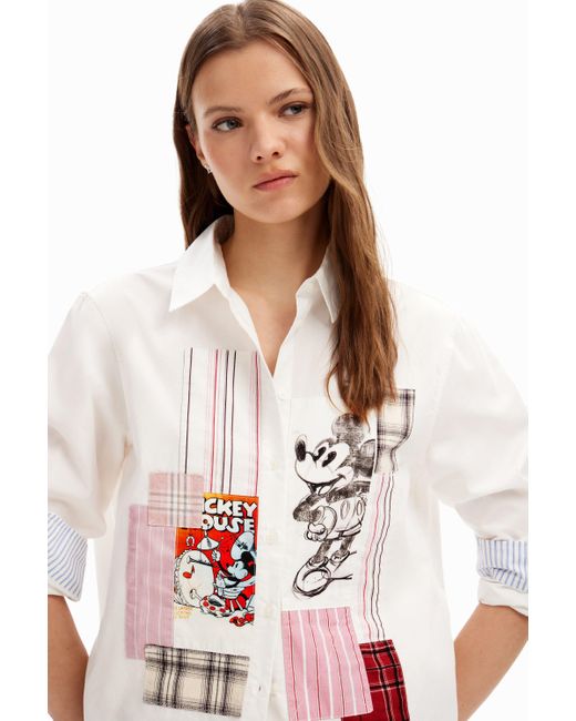 Desigual White Patchwork Mickey Mouse Shirt