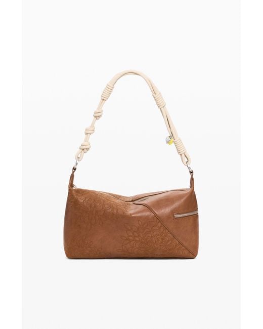 Desigual White Medium Embroidered Bag, Polyurethane