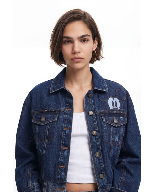 Desigual Blue Mickey Denim Jacket, Cotton
