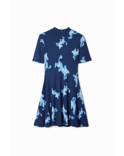 Desigual Blue M. Christian Lacroix Short Tiger Dress, Viscose