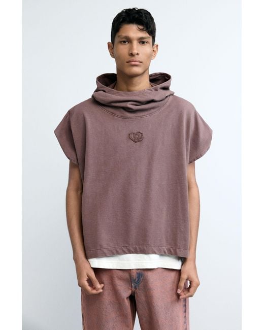 Desigual Purple Hoodie T-Shirt Logo, Cotton for men
