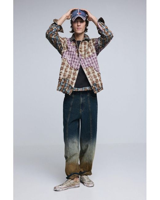Desigual Blue Gradient Denim Trousers, Cotton for men