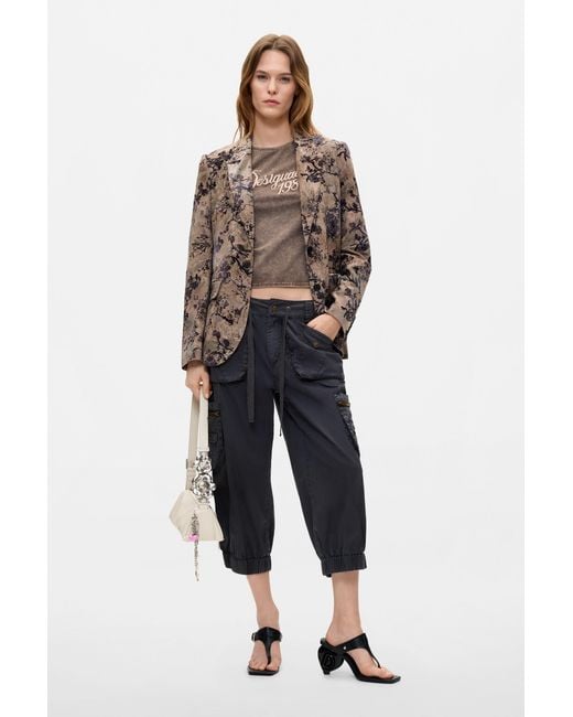 Desigual Black Flocked Blazer, Polyester