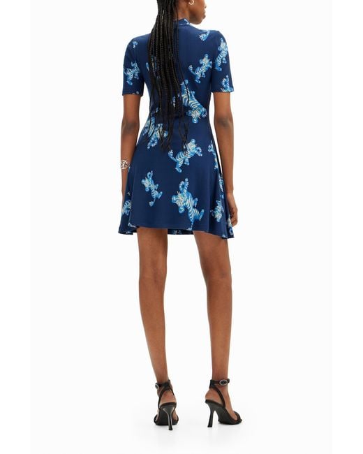 Desigual Blue M. Christian Lacroix Short Tiger Dress, Viscose