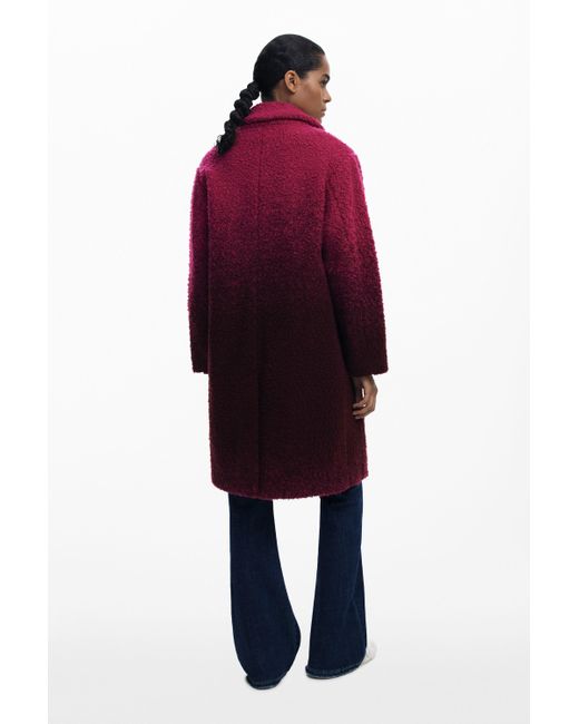 Desigual Red Gradient Boucle Coat