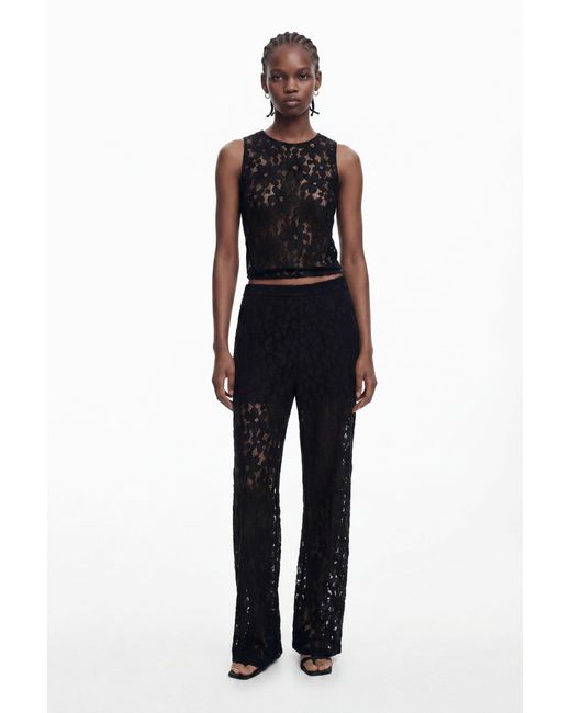 Desigual Black Lace Pants, Polyester