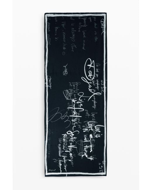 Desigual Black Foulard Lettering, Viscose