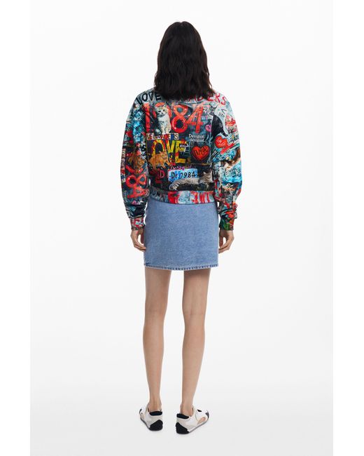 Desigual Blue Graffiti Sweatshirt, Cotton