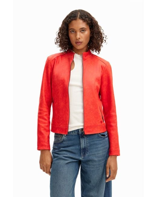 Desigual Red Slim Biker Jacket