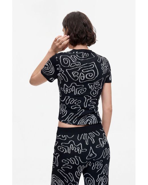 Desigual Black Jacquard Knit T-Shirt