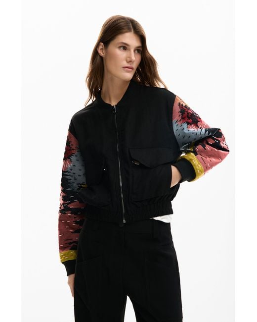 Desigual Black Jacket Sleeves Patch
