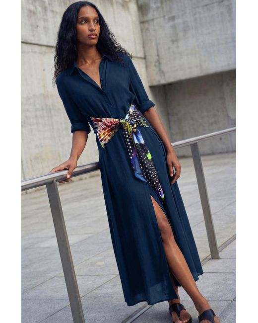 Desigual Blue Midi Shirt Dress M. C. Lacroix, Viscose