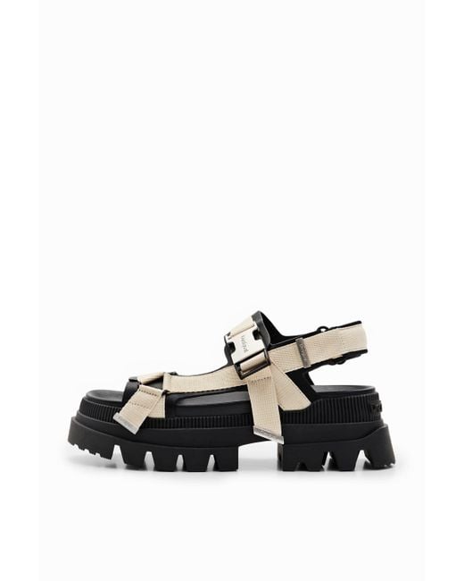 Desigual Black Chunky Platform Sandals