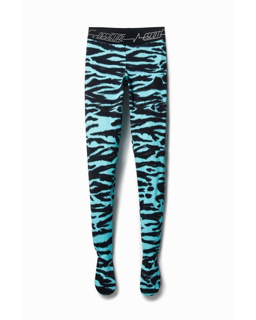 Desigual Blue Animal Print Slim Leggings