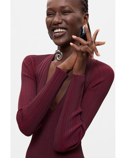 Desigual Purple Long-Sleeved Knit Dress