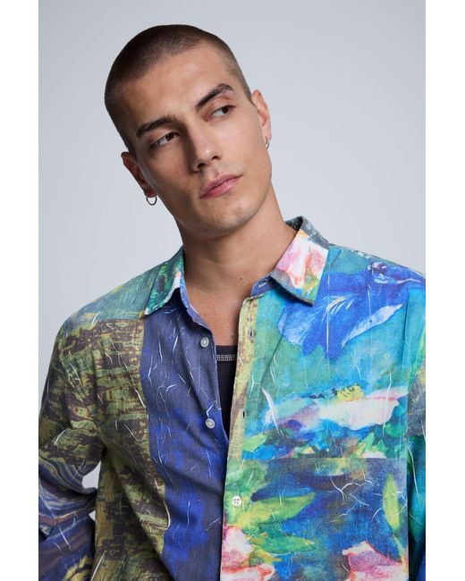 Desigual Blue Paisley Print Shirt for men
