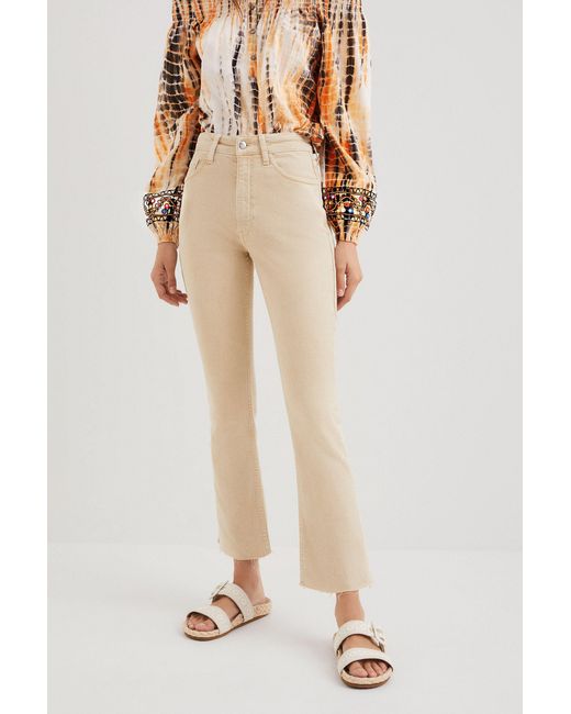 Desigual Natural Flared Cropped Jeans, Cotton