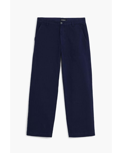 Desigual Blue Structured Straight Pants, Cotton for men