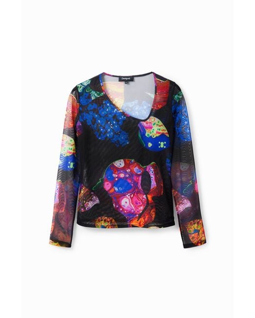 Desigual Blue M. Christian Lacroix Mineral Tulle T-Shirt, Polyester