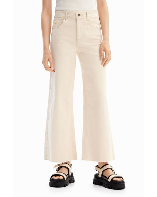 Desigual Natural Cropped Culotte Jeans, Cotton