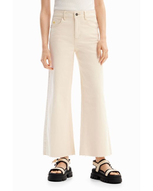 Desigual Natural Cropped Culotte Jeans