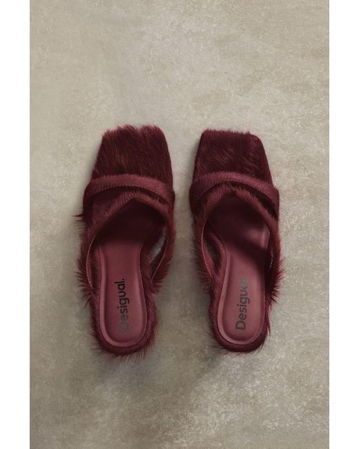 Desigual Brown Heart Studio Fur Sandal