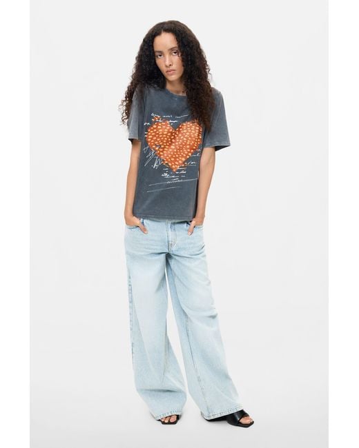 Desigual Blue Printed Organic Cotton T-Shirt, Cotton