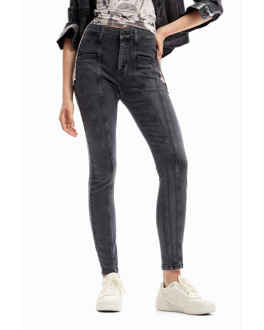 Desigual Gray Metallic Push-Up Skinny Jeans, Cotton
