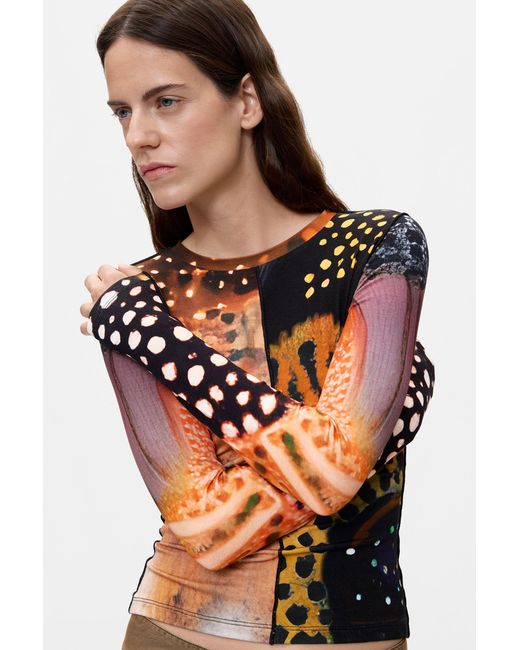 Desigual Multicolor Printed Long Sleeve T-Shirt, Viscose