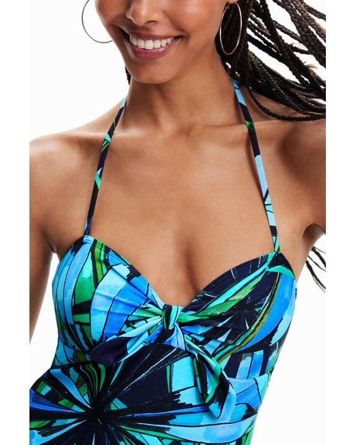 Desigual Blue Tropical Knot Swimsuit