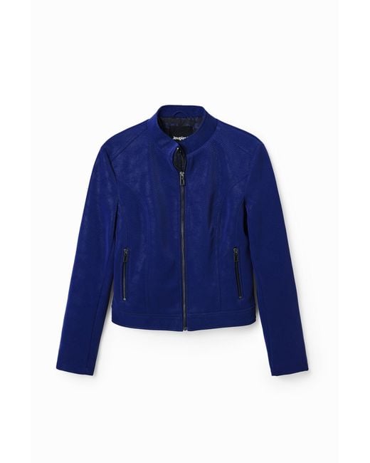 Desigual Blue Suede-Effect Jacket, Polyurethane
