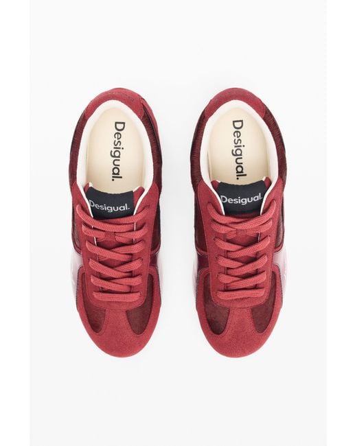Desigual Red 100% Leather Sneakers