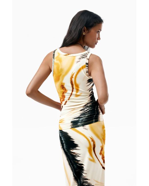 Desigual Yellow Printed Strappy Top, Viscose