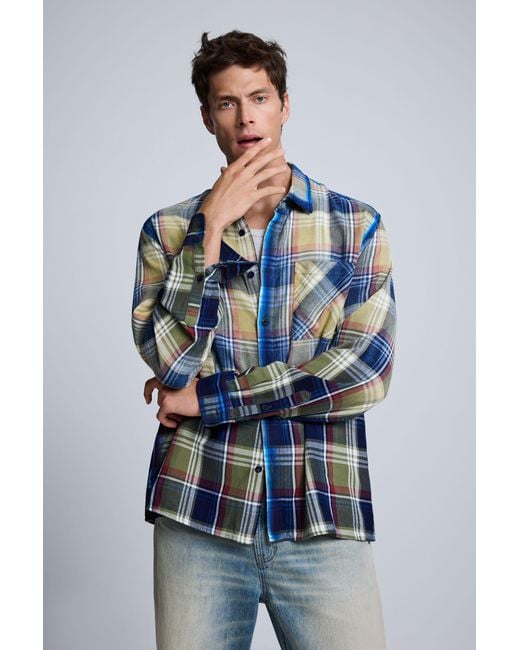 Desigual Blue Checked Spray Shirt, Cotton for men