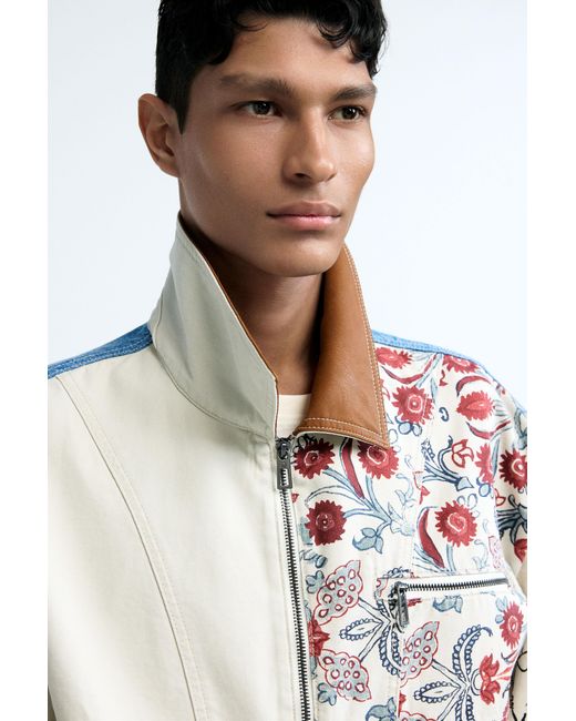 Desigual White Patchwork Coat, Cotton for men