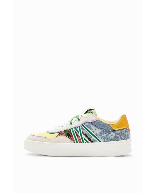 Desigual Blue Patchwork Platform Sneakers