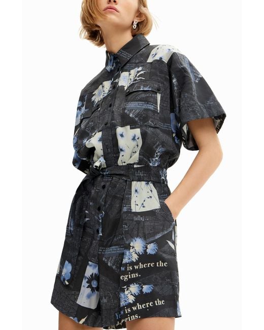 Desigual Blue Map Playsuit