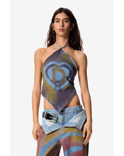 Desigual Blue Denim Blouse Masha Popova, Cotton