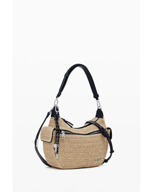 Desigual White Wicker Logo Bag, Paper