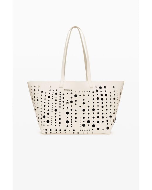 Desigual White Circle Shopper Bag, Polyurethane